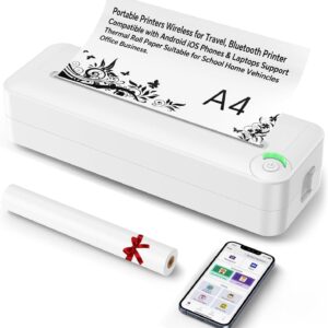 Portable Wireless Thermal Printer, Inkless A4 Printer for Travel
