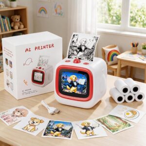 AI Voice Printer - Inkless Thermal Sticker Box Maker& App, 6 Art Modes