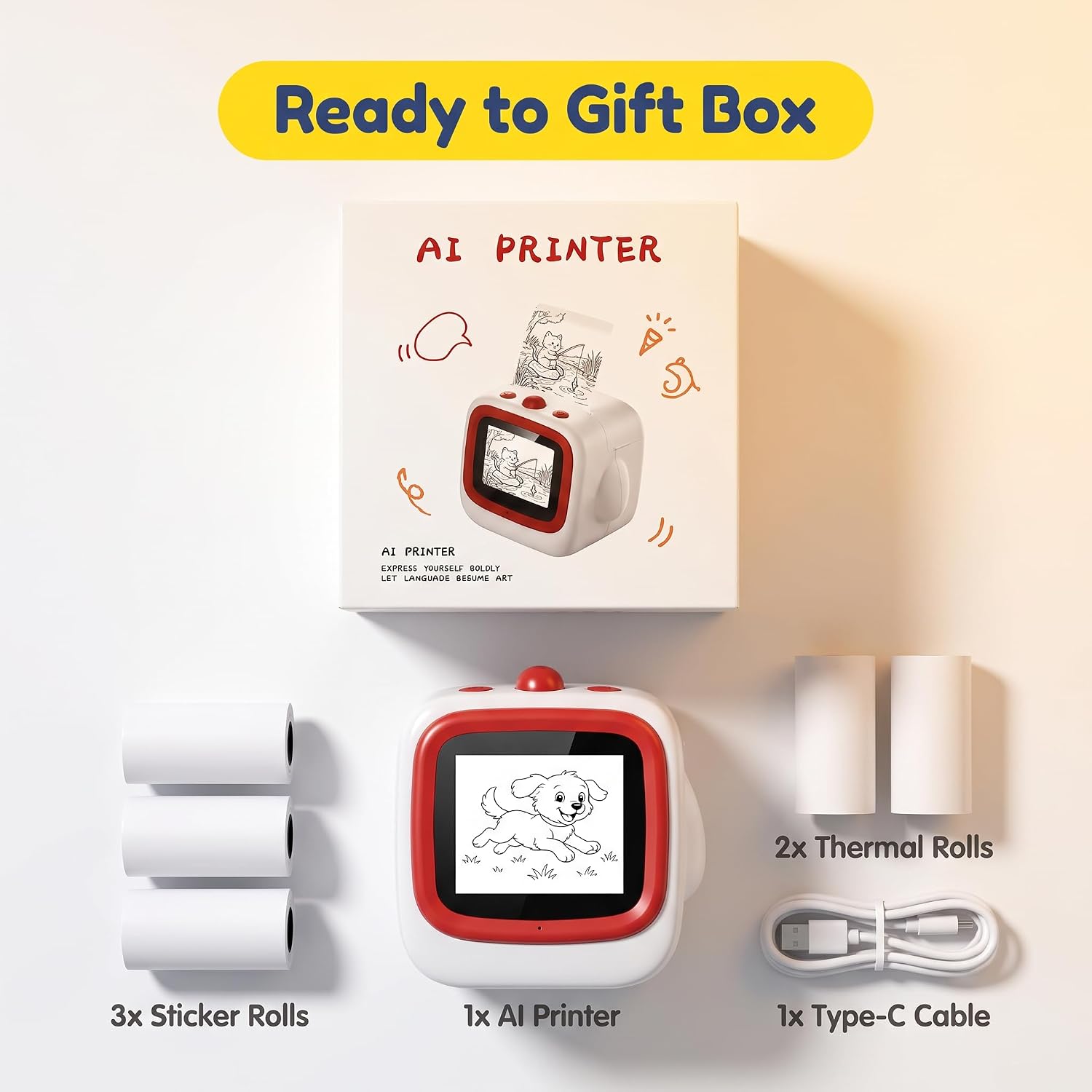 AI Voice Printer - Inkless Thermal Sticker Box Maker& App, 6 Art Modes - Image 7